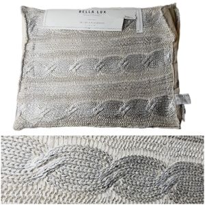 🍒 New Set of 4 BELLA LUX Knit Cream with Silver Metallic Placemats